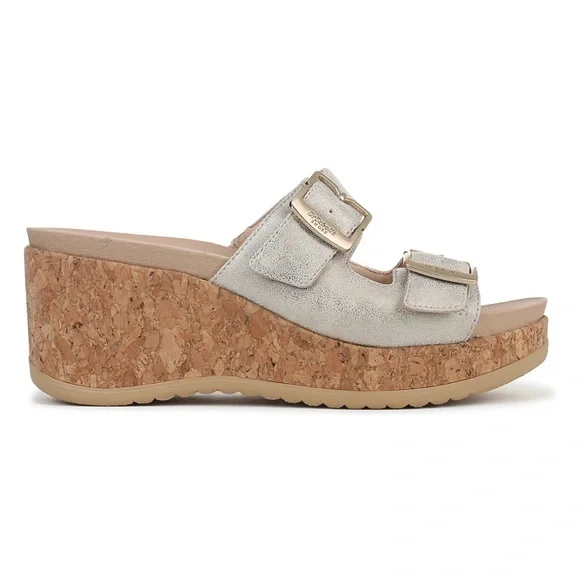 Dr. Scholl's Light Gold Wedge Sandals - Picture 2 of 6